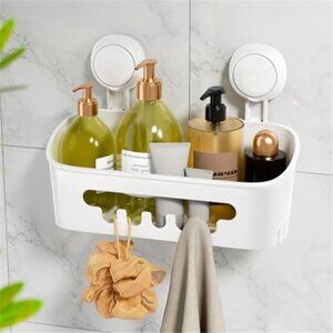 Shower Caddy Suction Cup Bathroom Shelf Organizer Waterproof Storage Holder Whit